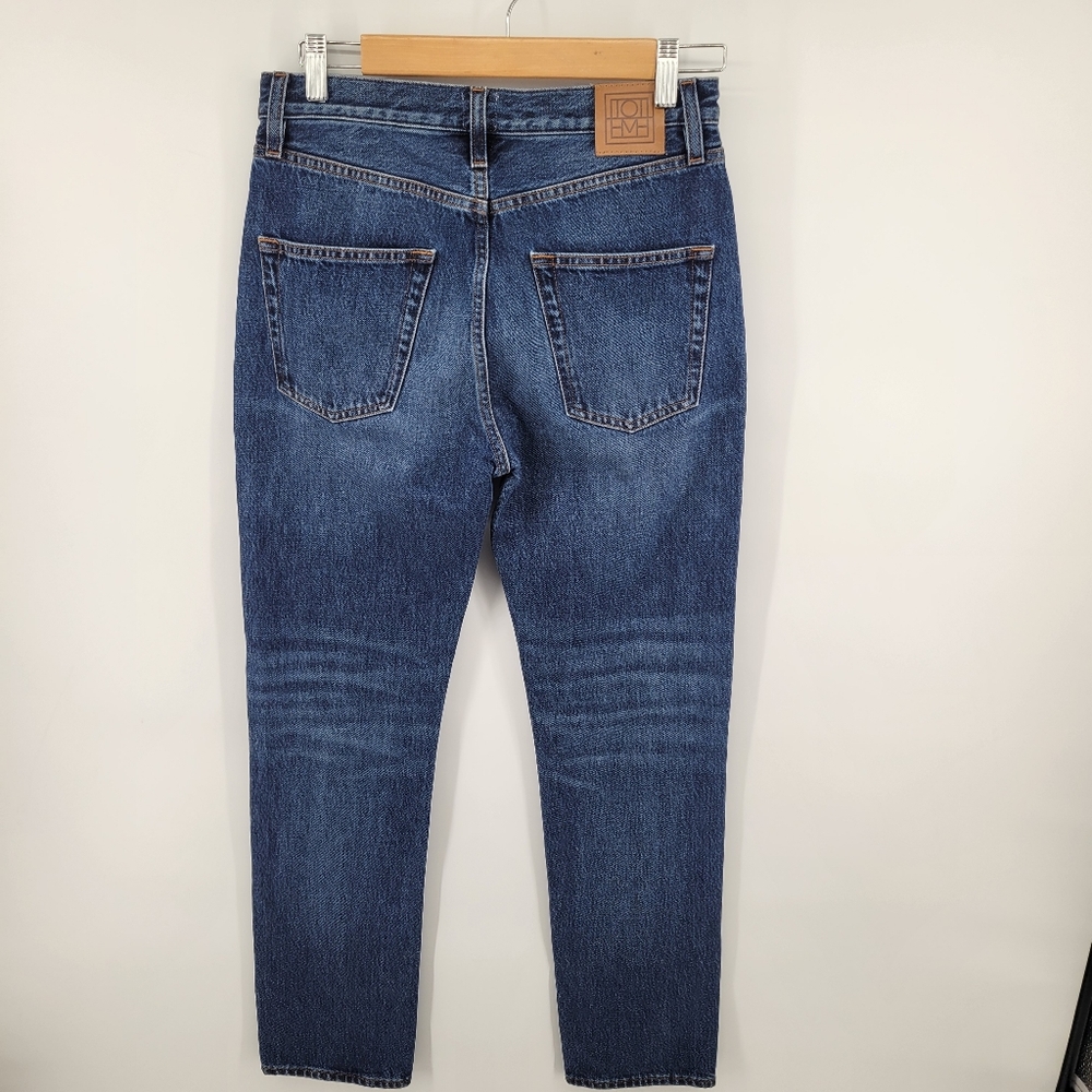 Toteme Slim Straight High Waist Blue Denim Jeans Cotton Dark Vintage Wash Size26 - Picture 8 of 14